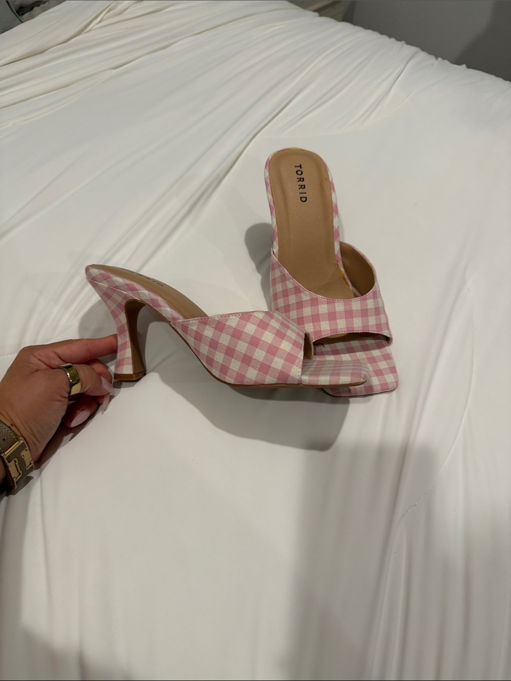 torrid Pink Gingham Slip-On Mule Heel